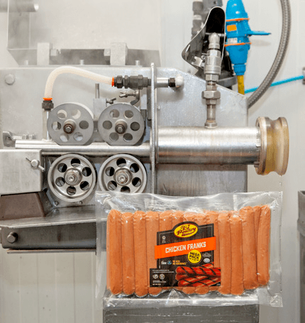 Steam used for casing removal on hot dogs resulting in the “skinless” variety.