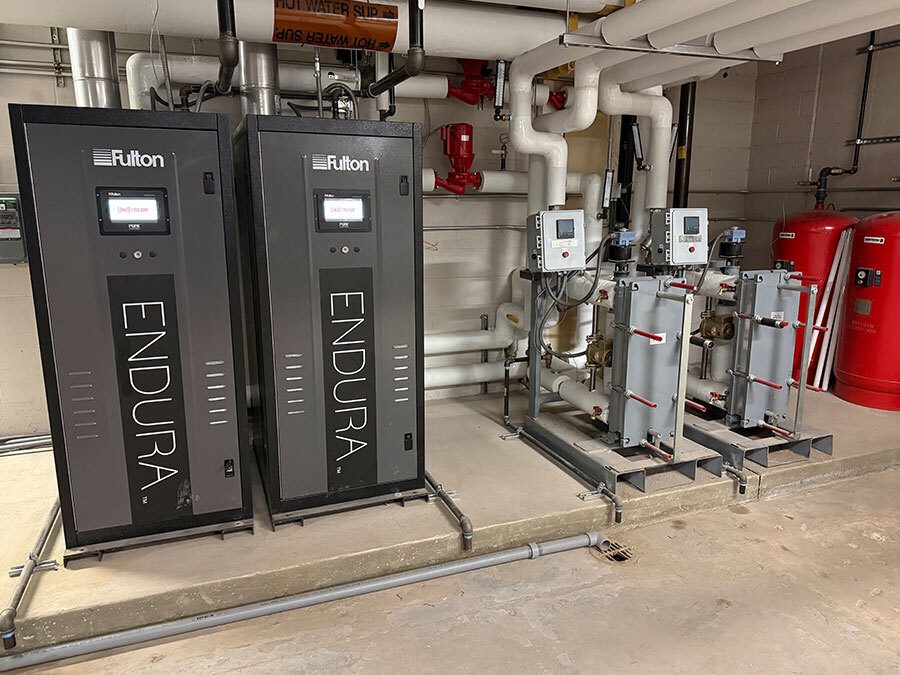 Fulton Endura in boiler room of John J Foley Building in Yaphank, NY
